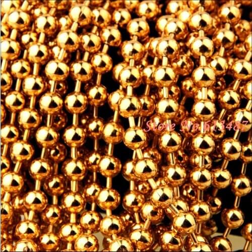 Wholesale 5meter 6mm wide 316L Stainless Steel Gold Ball Beads Link Chain Mens Womens Necklace