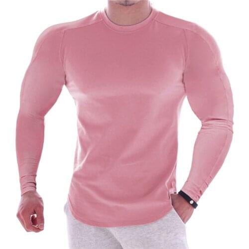 Autumn Casual Long sleeve T-shirt Men Gym Fitness Bodybuilding Workout Skinny t shirt Male Solid Tops Sport Fashion Clothing
