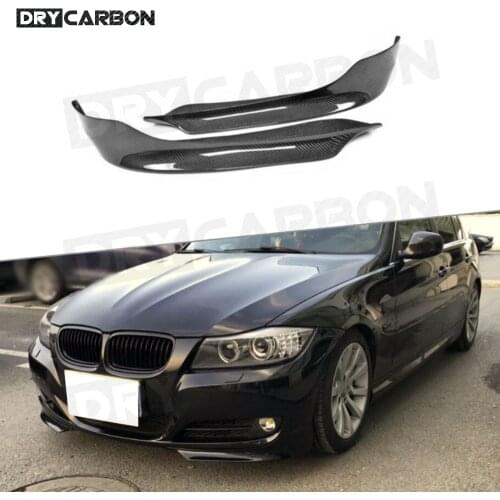 2pcs Carbon Fiber Car Front Bumper Lip Splitters Chin Flaps Cupwings Aprons For BMW 3 Series E90 Base Sedan LCI 2009-2012