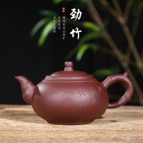Undressed ore purple clay teapot tea jin bamboo bamboo pot all half hand factory direct sale on a commission basis