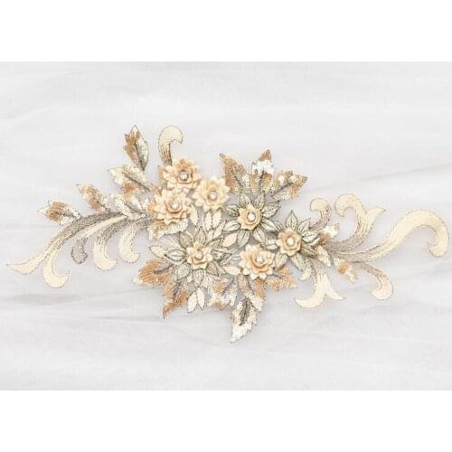 Multi-color embroidery 3D lace flower with sequins performance dress clothing decal handmade diy patch