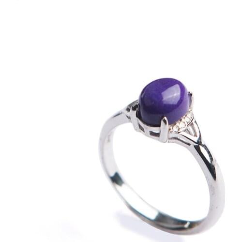Adjuestable South Africa Genuine Natural sugilite Purple Stone Bead Fashion Rings For Women 8*6.5mm