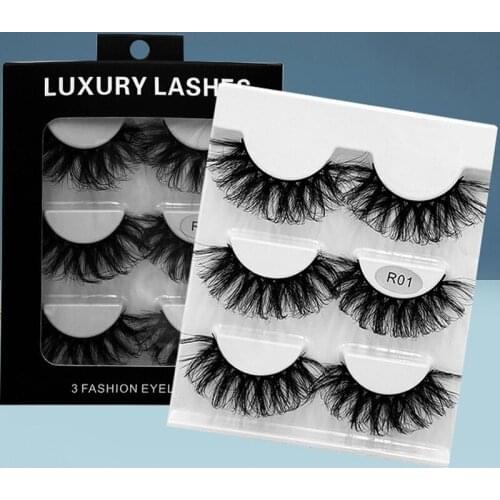 3 Pairs Reusable 6D False Eyelashes Thick Faux Mink Hair Fake Lashes Natural Long Fluffy Wispy Makeup Eyelash Extension Tools