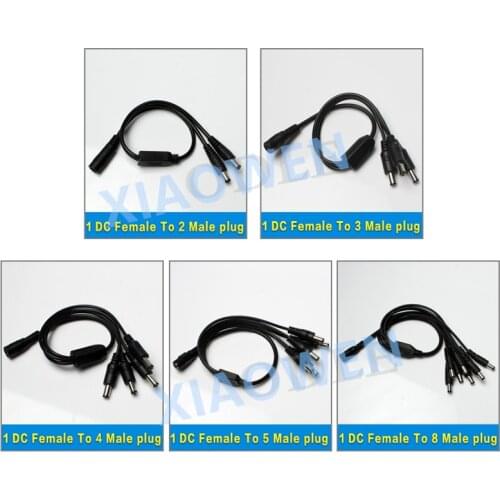 1 DC Female To 2/3/4/5/8 Male plug Power Cord 5.5x2.1mm Jack Connector adapter Cable Splitter For CCTV Security Camera LED Strip