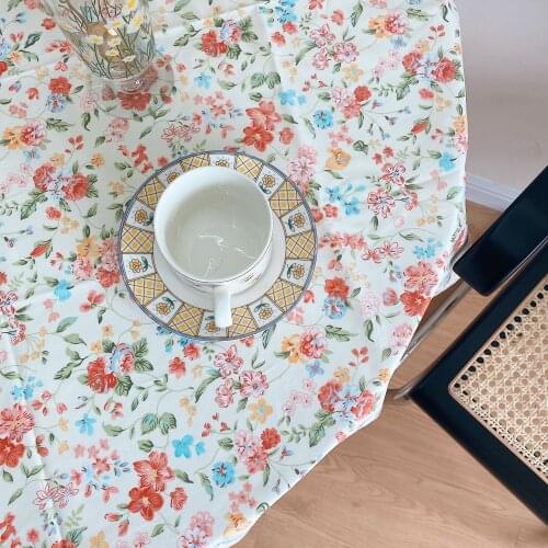 INS Korean Style Homemade Flower Picnic Tablecloth Dining Table Cushion Tea Table Picnic Tablecloth Tea Table Decoration