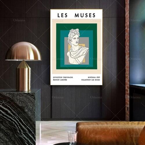 Greek God Greek bust statue Apollo art blue green abstract Artwork Greek Museum Colour Block Print Wall Art Poster Print-Prints