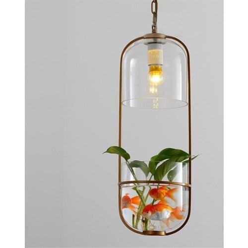 Post-modern Creative Hydroponics Plants Glass Iron E27 Pendant Light for Dining Room Balcony Bar Restaurant Deco Lamp H53cm 1486