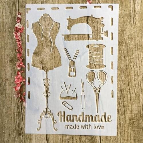 A4 29 * 21cm Sewing machine Dress DIY Stencils Wall Painting Scrapbook Coloring Embossing Album Decorative Paper Card Template