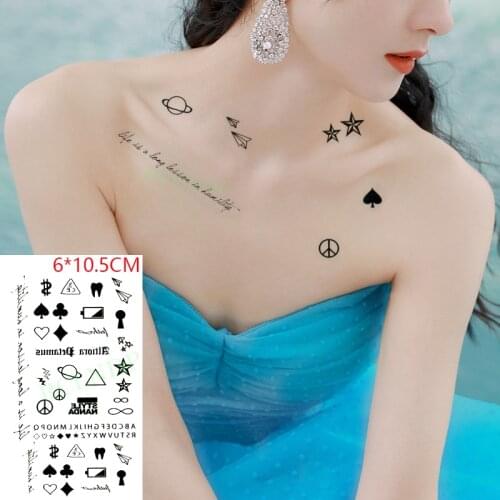Waterproof Temporary Tattoo Sticker Star Planet Plane Love Letters Flash Tatoo Fake Tatto Hand Leg Body Small Art for Men Women
