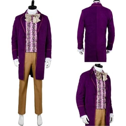 Willy Wonka and the Chocolate Factory 1971 Cosplay Costume Coat Jacket Vest Bow Tie Pants Adult Halloween Party Costume