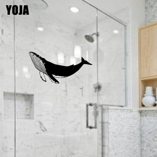 YOJA 13x26CM Bathroom Shower Glass Blue Whale Decal Decoration Home Wall Stickers G2-0518