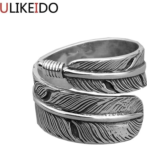 2019 hot new 925 sterling silver open feather Goros ring adjustable size girl jewelry fashion tide flow high quality jewelry