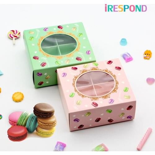 10PCS 12x11x5cm Macaron Packing Box Transparent Window Macaron Packaging Macaron Gift Packaging Box Candy Pastry Party Favors