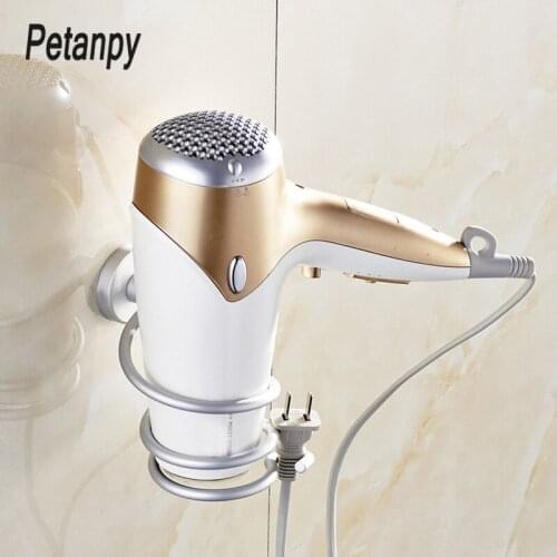 2019 Aluminum Bathroom Wall Shelf Wall-mounted Hair Dryer Rack Storage Hairdryer Support Holder Spiral Stand on sale