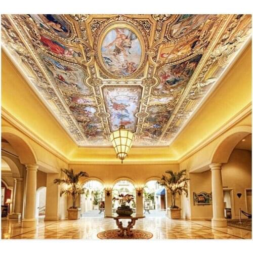 3d murals wallpaper custom The hand-painted wallpaper three-dimensional painting ceiling frescoes dome wallpaper