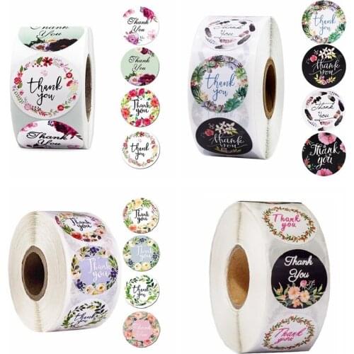 50pcs Multiple Designs Floral Thank You Sticker Seal Labels Christmas Gift Decoration Sticker for Package Stationery Sticker