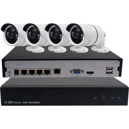 5MP 4CH POE NVR System H.265 5.0Megapixel POE IP Camera For Indoor Outdoor Play and Plug No Need Setting