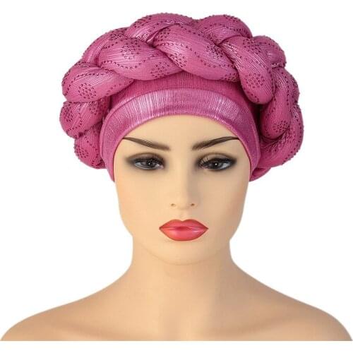 African Women Turban Cap Latest Shiny Headtie Islamic Hat with Diamonds Caps Female Nigerian Hijab Headscarf Bonnets Colorful