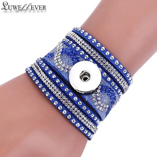 Unlimited Bracelet 077 Crystal Velvet Infinity Bracelet 18mm Snap Button Jewelry Charm Bangle For Women Gift Jewelry