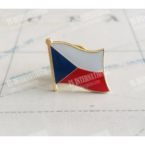 Czech Republic National Flag Lapel Pins Crystal Epoxy Metal Enamel Badge Paint Brooch Souvenir Suit personality Commemorative