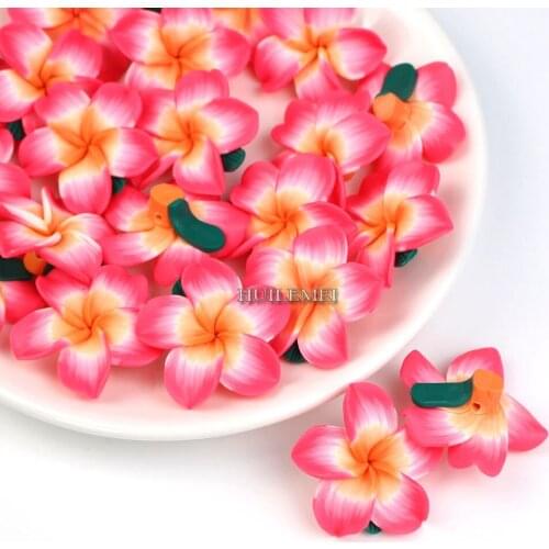 Wholesale 20pcs/lot 35mm Polymer Clay Flower Loose Spacer Beads for DIY Jewelry Making Accessories Supplies Craft