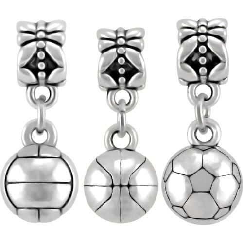 Sport Football Basketball Charms Pendant Fit Original Pandora Charm Beads Bracelet DIY Fashion Jewelry SPP207