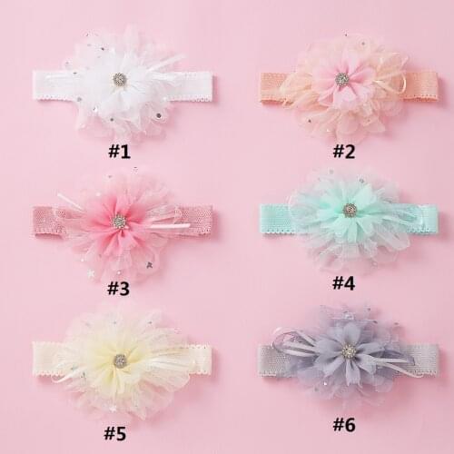 1pcs Baby Flower Bows Headband 6 Color Lace Baby Barrettes Kids Child Girls Colorful Cute Hair Accessories Head wrap