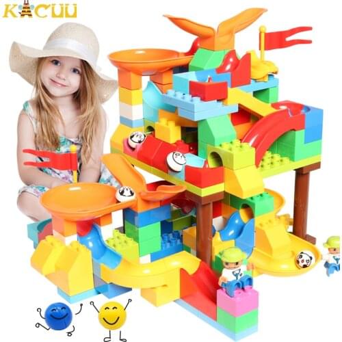 Newest Marble Race Run Block Maze Ball Building Blocks Compatible Duploed DIY Funnel Slide Blocks Brick Toys For Children Gift