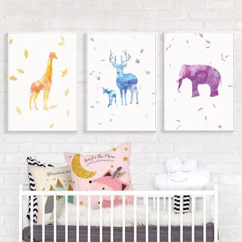 Giraffe Elephant Elk Canvas Poster Illusory Poster Canvas Print Painting Wall Art Kids Room Home Decoration