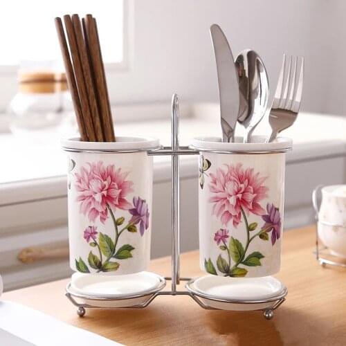 Ceramic Chopsticks Storage Rack Chopsticks Barrel Tableware Draining Rack Organizer Storage Box Kitchen Accessories