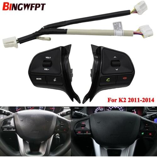 Piano black Steering wheel audio volume music control button for KIA RIO K2 2011-2014 Bluetooth telephone switch with backlight