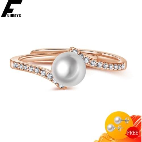 Bali Jelry Fashion Women Ring 925 Silver Jewelry Pearl Zircon Gemstones Open Rings Fine Accessories for Wedding Engagement Party