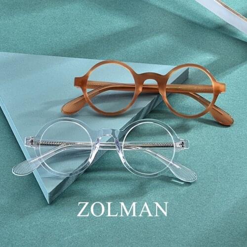 Retro Small Round Glasses Frame Men Hand-Made Acetate Vintage Prescription Eyewear Myopia Women ZOLMAN
