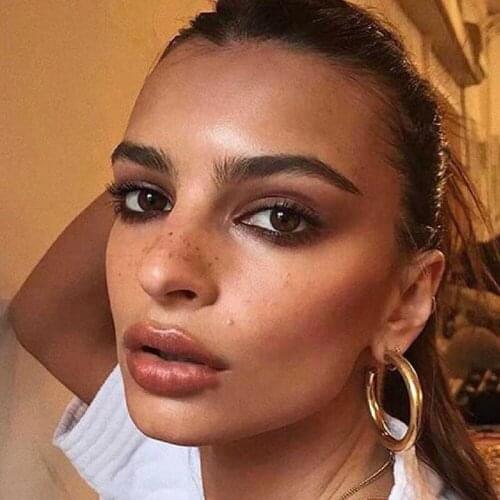 MOFLO Punk Trendy Women Gold Plated Thick Tubular 50mm Big Circle Hoop Earring Round Hoop Earrings