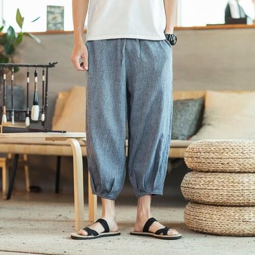 Men Pants Japanese Style Samurai Costume Vintage Male Trousers Vintage Harem Pants Plus Size Haori Kimono Yukata Streetwear