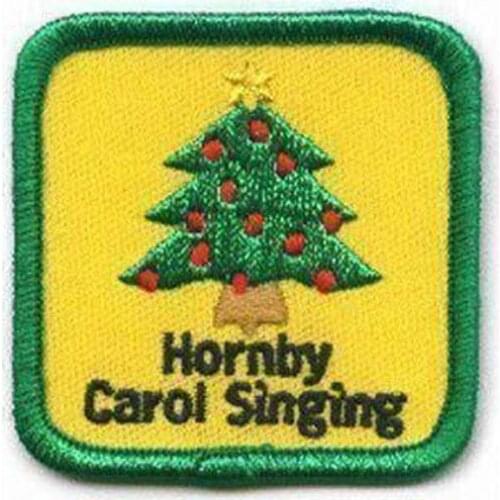 Hornby Carol Singing Embroidery Patches Made by Twill with Merrow Broder and Iron On Backing MOQ50pcs free shipping by Post