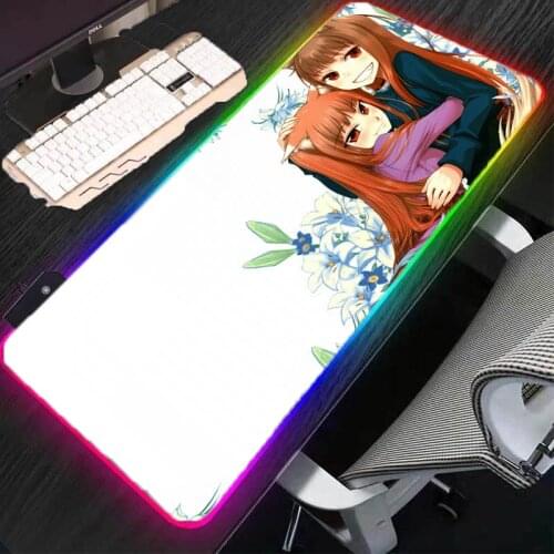 Anime girl RGB computer game keyboard desk mat large gaming mouse pad pads LED color carpet floor mat XXL PC accessories mats