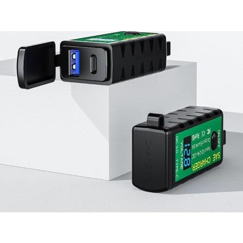 Newest 12V-24V Motorcycle SAE To USB+TYPE-C Charge Interface Motorbike Charger Waterproof Power Adapter for Smart PhoneTablet