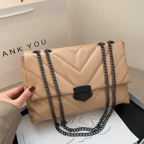 New Casual Chain Crossbody Bags for Women 2021 Fashion Simple Shoulder Bag Ladies Designer Handbags PU Leather Messenger Bags