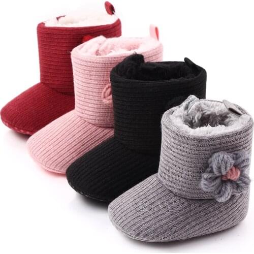 Toddler Newborn Baby Crawling Shoes Booties Boy Girl Slippers Prewalker Trainers Fur Winter Flower First Walker