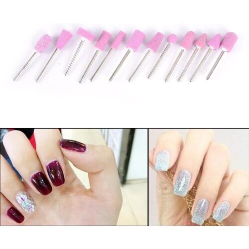 12PCS Cuticle Clean Milling File Electric Nail Drill Bit Machine Accessory Ceramic Stone Diamond Burr Drill Brush 2.35mm