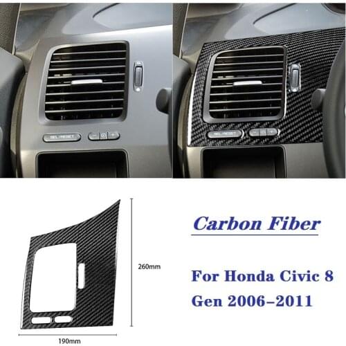 Fit For Honda Civic 8 Gen 2006-2011 Interior Car Accessories Drivers Side Air Outlet Vent Frame Styling Carbon Fiber Sticker