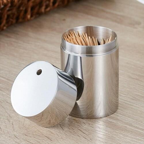 1Pc Home Hotel Restaurant Stainless Steel Toothpicks Holder Dispenser Box Container