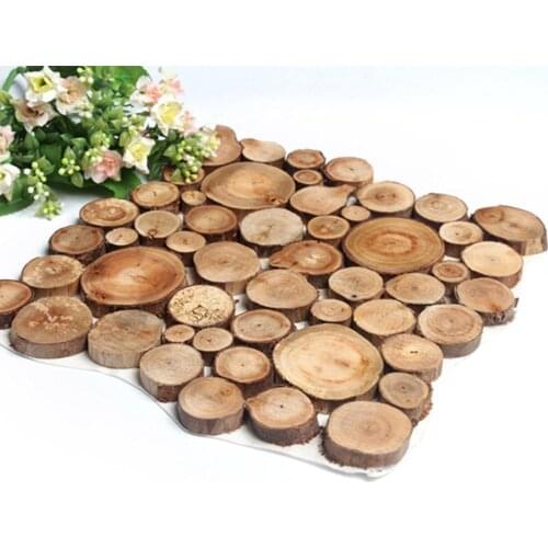 Natural Pine Round Unfinished Wood Pine Wood Chips DIY Crafts Wood Party Handmade Painting Home Decoration Wedding O9D8