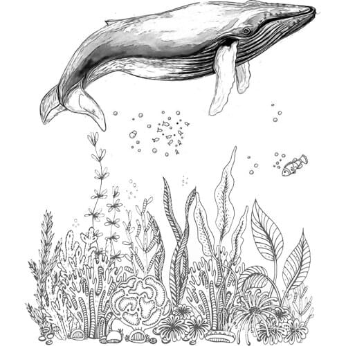 AZSG Whale / Aquatic plants Clear Stamps For DIY Scrapbooking Decorative Card making Crafts Fun Decoration Supplies 14*18cm