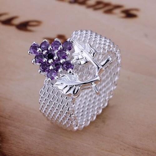 R075 Wholesale 925 sterling silver ring, 925 silver fashion jewelry, Purple Web Ring /amgajdna dxwampda
