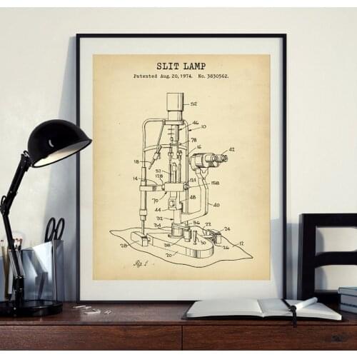 Slit Lamp Patent Print Optometry Poster Optician Tools Blueprint Ophthalmology Wall Art Canvas Painting Eye Doctor Clinic Decor