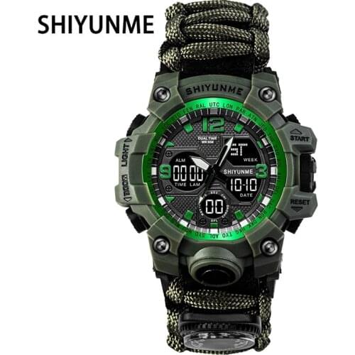 SHIYUNME Outdoor Fashion Digital Watch Men Shockproof 5Bar Waterproof Dual Time Wristatches LED Chrono Alarm Mens Watches