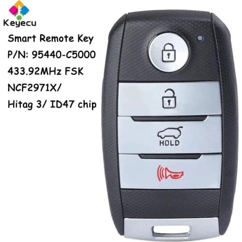 KEYECU 95440-C5000 Smart Remote Control Car Key - 4 Buttons 433.92MHz ID47 Chip - FOB for Kia Sorento 2015 2016 2017 2018 2019