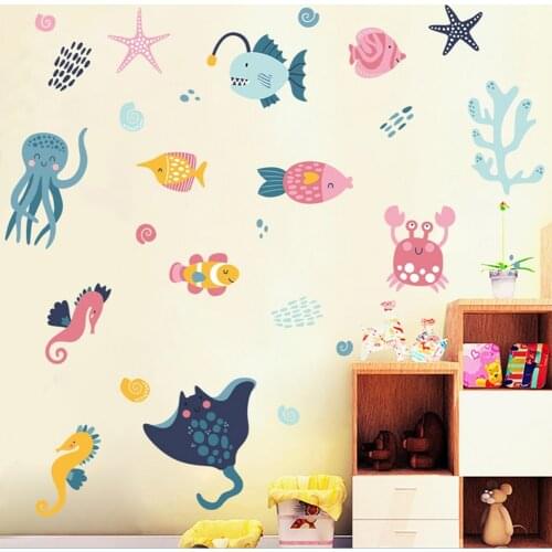 Glow in The Dark Decals Luminous Ocean Creatures Wall Stickers Removable Under Ceiling Decor for Bedroom Nursery Home Decoration